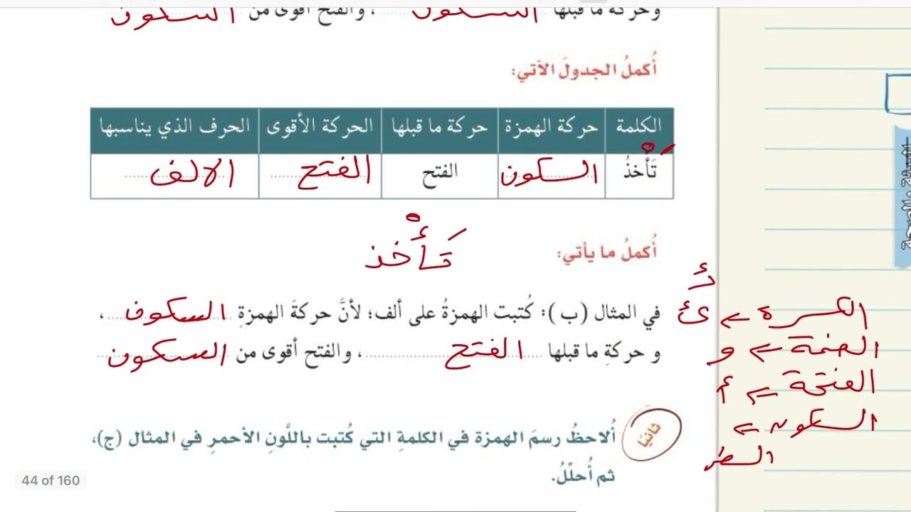 رسم الهمزة المتوسطة على ألف وعلامات الترقيم لغتي أول متوسط الفصل الدراسي الثالث