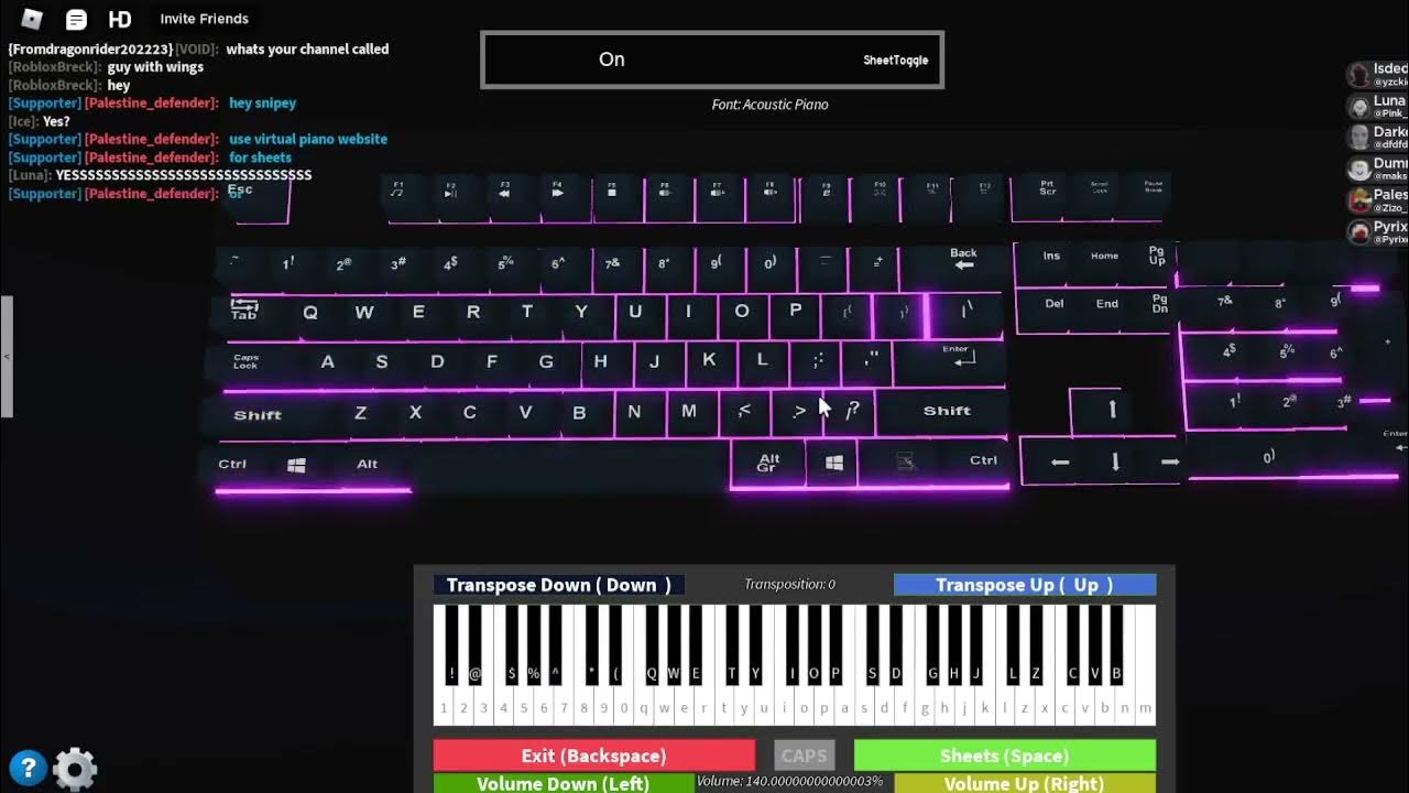 Roblox piano sheets