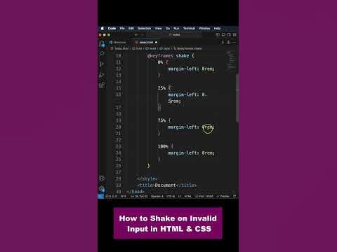 Shake input on Invalid value in html and css. #css #cssanimations # ...