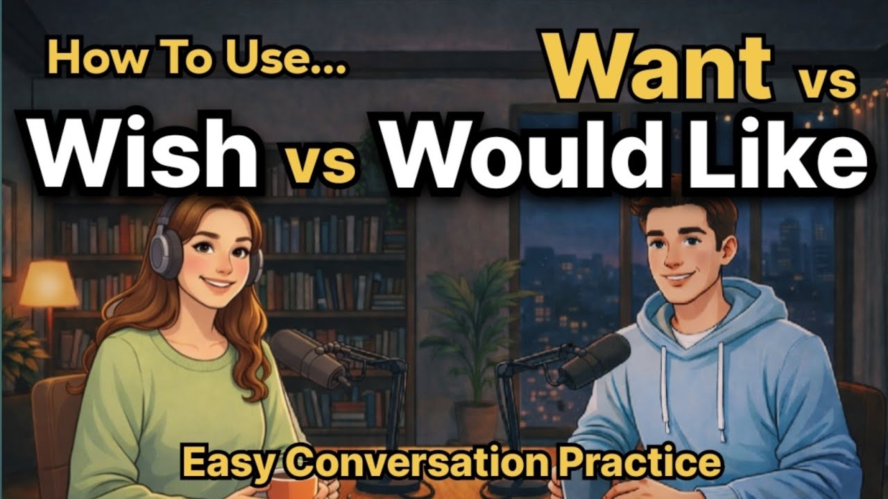 How To Use "Wish vs Want vs Would Like" in English | Easy Conversation Practice | English Podcast