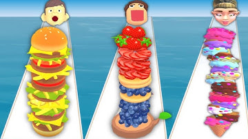 BURGER RUSH vs PANCAKE RUN vs ICE CREAM RUN - Triple Game