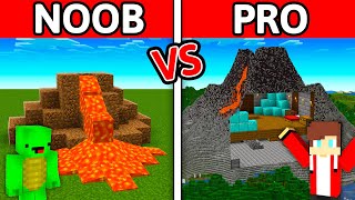 NOOB vs PRO: SECRET VOLCANO HOUSE Build Challenge in Minecraft