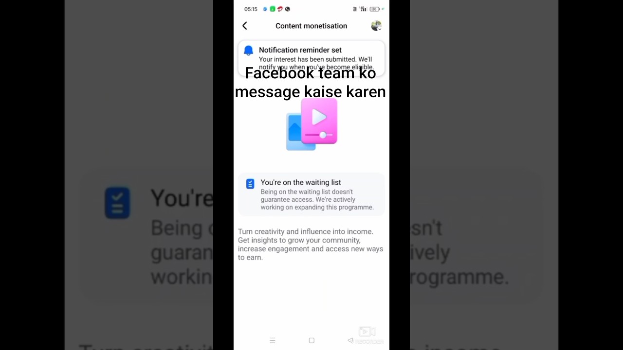 Facebook team ko message kijiye aur 24 Ghanta Mein Paye content monetization tool ka