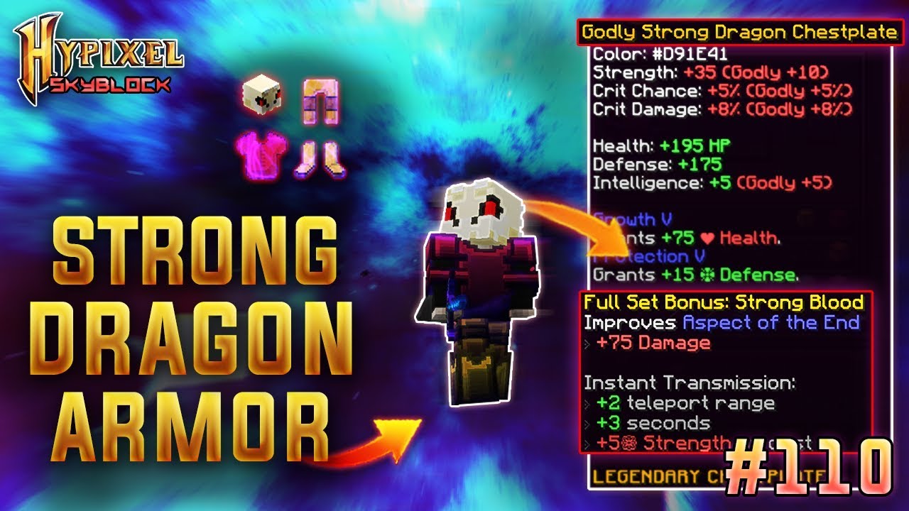 Full Strong Dragon Armor Acquired Hypixel Skyblock Minecraft EP