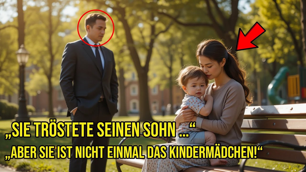 Millionär Sieht Nanny, Die Seinen Weinenden Sohn im Park Tröstet – Dann Erkennt Er, Dass Sie Nicht.