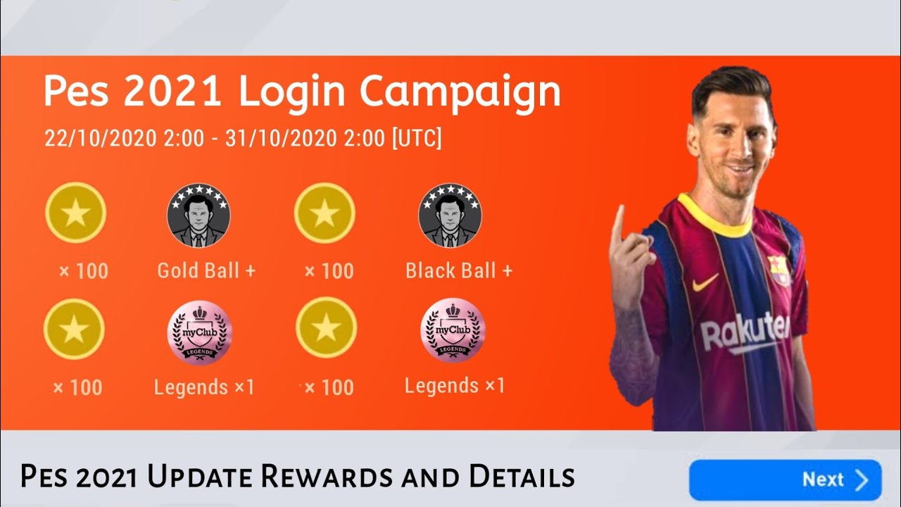 PES 2021 MOBILE UPDATE REWARDS | FREE LEGEND, LAUNCH LOGIN