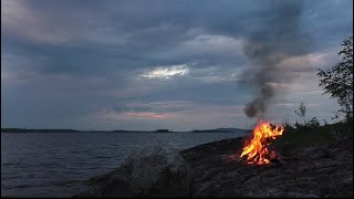 صوت النار الهادئة - صوت احتراق الحطب بجانب البحر(بدون موسيقى)