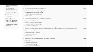 NPTEL-Laser Based Manufacturing  -Assignment 6 Answer