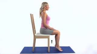 Sit upright on a chair, with your feet flat the floor. slowly raise
legs up onto toes. hold, and gradually control movement back down to
the...