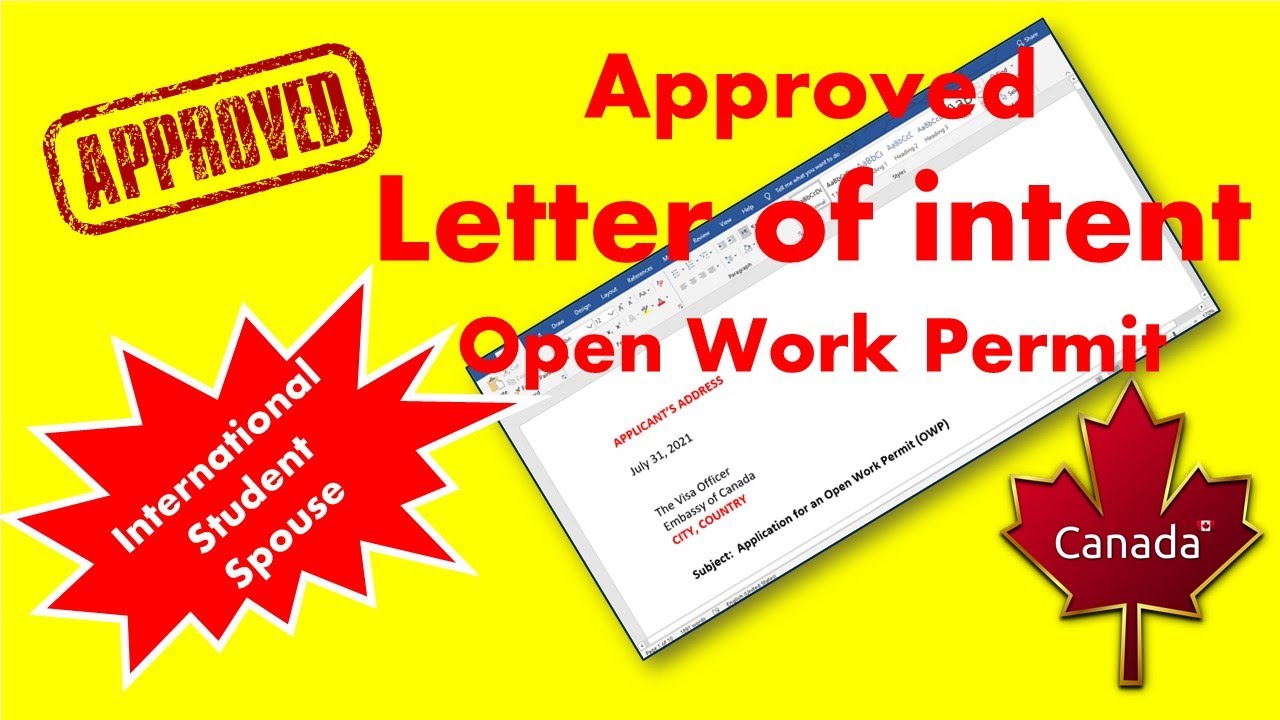 cover letter for spouse open work permit canada