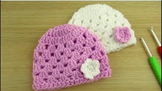 How to crochet Preemie hat tutorial Premature baby beanie - Happy Crochet Club