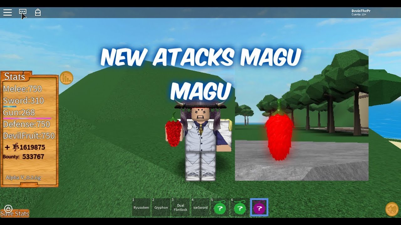 Steve One Piece Fruits Magu Magu Roblox Youtube - devan studios how to get admin in any roblox game