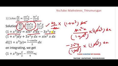 12th/EX-10.7/Q.no-12/Solve: dy/dx=(sin^2 x)/(1+x^3) -(3x^2)/(1+x^3)y