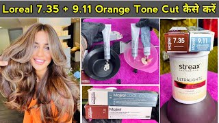 Loreal 7.35 + 9.11 Orange Tone Cut कैसे करें / full Practical in Hindi/Mahogany Golden Blonde Colour