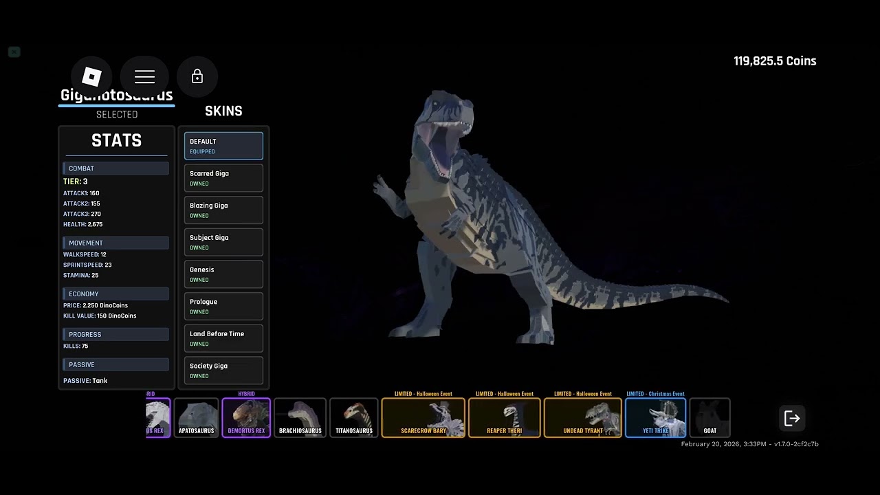 New update JB Allosaurus remodel new skins