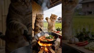 These cats know how to meal prep 🐱 #catshorts #funny #trending