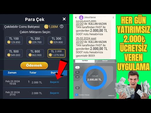 BEDAVA GÜNLÜK 2.000₺ PARA KAZANDIRAN YATIRIMSIZ UYGULAMA | internetten para kazanma - para kazanmak