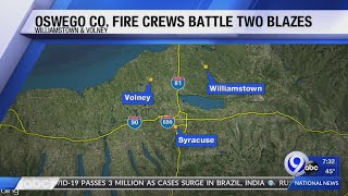 Oswego County fire crews battle two fires