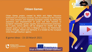 SIGCSE 2022 presentation about JEU Citizen Games  and GGULIVR@Lodz projects