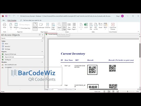 Create QR Code 2D Barcodes in MS Access
