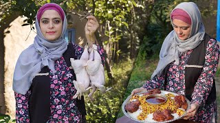 WEDDGING STYLE Cooking of Persian Barberry Rice with Chicken | ZERESHK POLO MORGH | Rural Cuisine