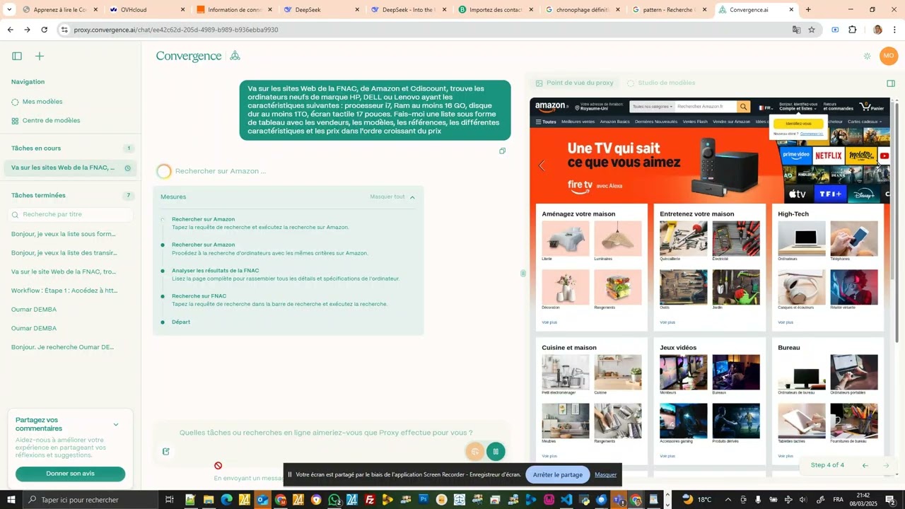 Recherche ordinateurs par Proxy de Convergence AI
