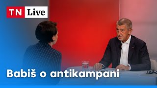 Jednání o důchodech a zastavení války. Andrej Babiš byl hostem vysílání TN Live