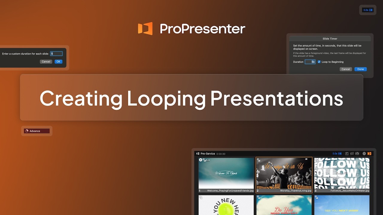 Looping Presentation ProPresenter- How to set up a Looping Presentation - YouTube