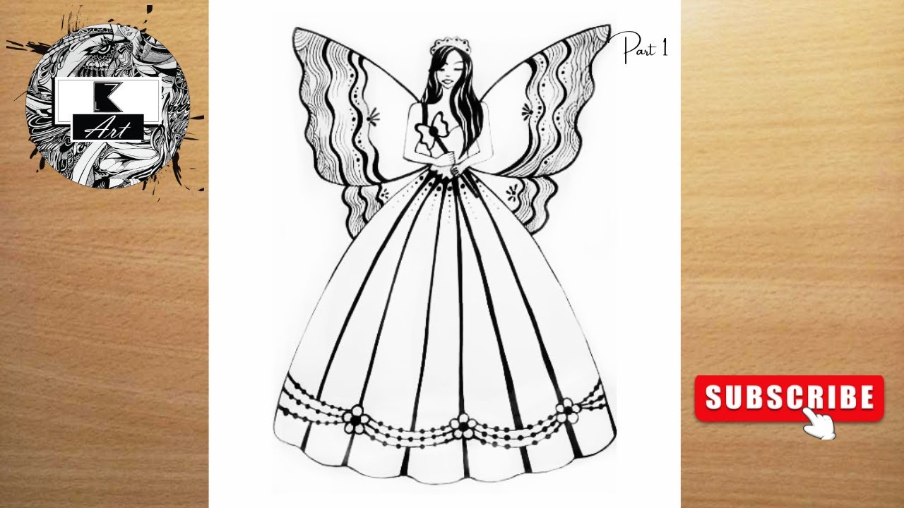 How to draw a Princess Girl Big wings  || Drawing video for beginner || Girl drawing || 1
