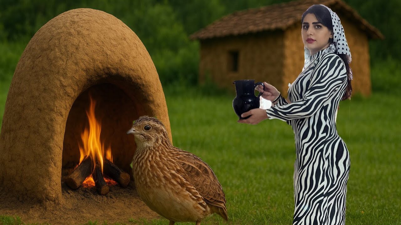 Rural autumn weather with sisters' cooking: quail and roasted potatoes and local hot bread