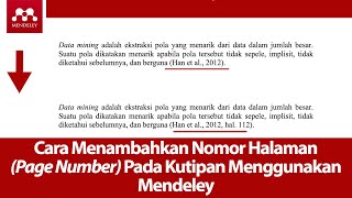 CARA MENAMBAHKAN NOMOR HALAMAN (PAGE NUMBER) PADA KUTIPAN DI MENDELEY