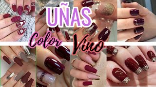 UNAS COLOR VINO HERMOSAS UNAS ACRILICAS DE COLOR VINO