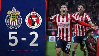 CHIVAS GUADALAJARA GOLEÓ A XOLOS TIJUANA 5 A 2 POR EL APERTURA 2026