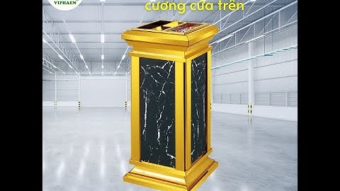 Thùng rác đá hoa cương / Thùng rác inox mạ vàng ốp đá hoa cương | viphaen.com