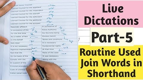 Routine Words Join Shorthand I part 5 I live dictations of routine use join words