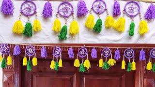 How To Make Dream Catchers//Door Hangings//woolen Craft Ideas//Recycling Bangles..