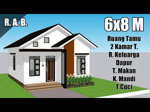 Rumah Kecil Super Lengkap !! - Desain Rumah Minimalis Sederhana 6x8 Meter 2 Kamar Tidur