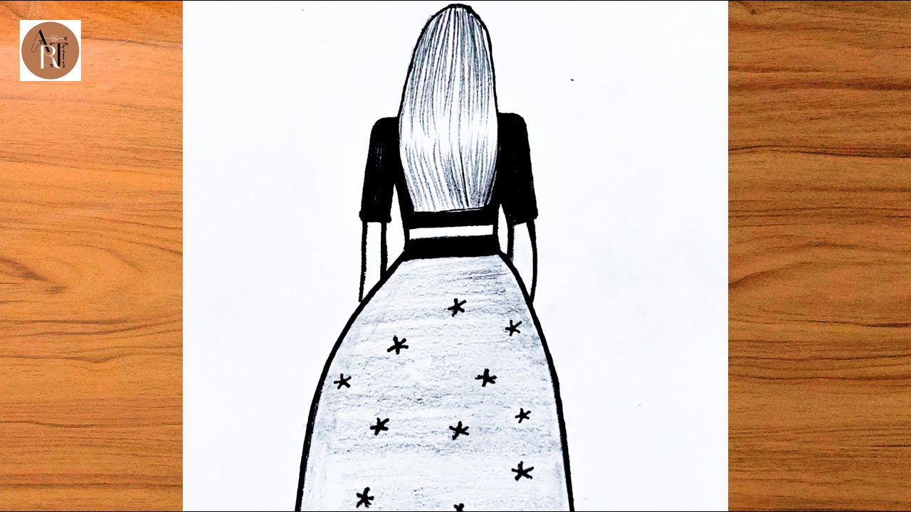 How to draw a pencil drawing of a girl's back//easy drawing of a girl's ...