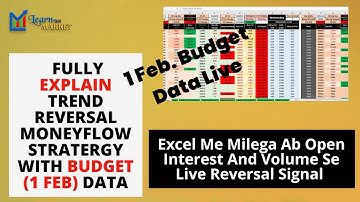 Trend Reversal MoneyFlow Strategy Data Record & Explain How To Find Reversal In Excel Sheet With #oi