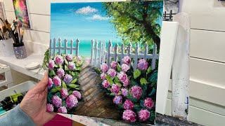 “ FLOWERS BY THE OCEAN” acrylic painting tutorial- June  2023