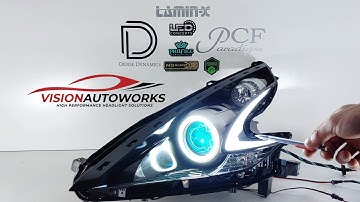 Nissan 370z, STi-R, Profile Prism Demon Eyes, Pivot Switchback Halos, Z-DRL, Paint, Etch, Clears