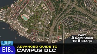 Cities: Skylines Campus Tutorial on How to Level up your Campuses.  Fisher Enclave City s02e18