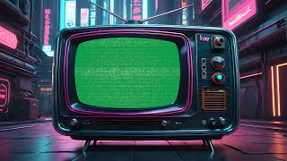 Old Retro Cyberpunk Tv Green Screen | 4K | Vintage | Global Kreators