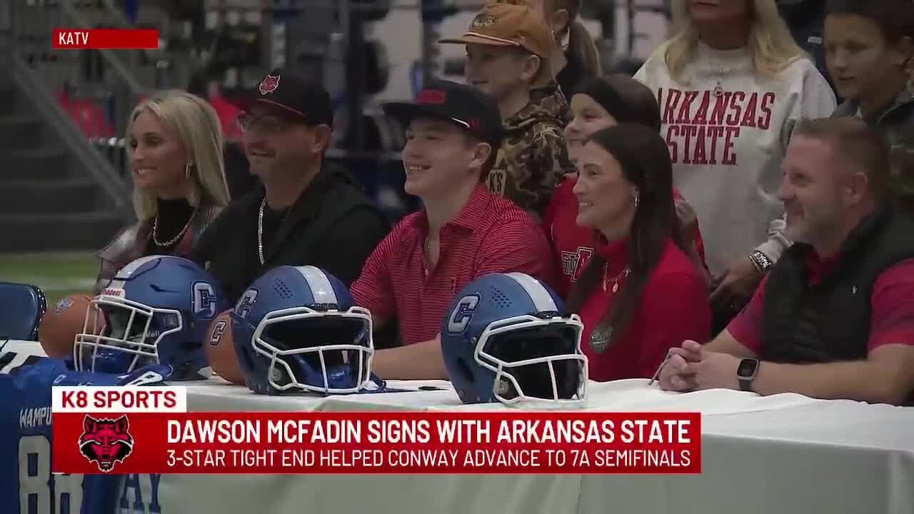 Conway Tight End Dawson McFadin signs with Arkansas State football