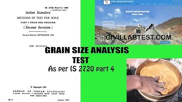 Grain Size Analysis of Soil, Gradation of Soil, Wet Sieve Analysis Method, Grain Size procedure