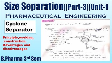 Size Separation || Cyclone Separator in Hindi ||Part-3||Unit-1|| P engineering || B.pharma 3rd sem