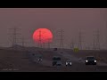 غروب الشمس في طريق خريص غرب محافظة الأحساء غروب الشمس في طريق خريص غرب محافظة الأحساء