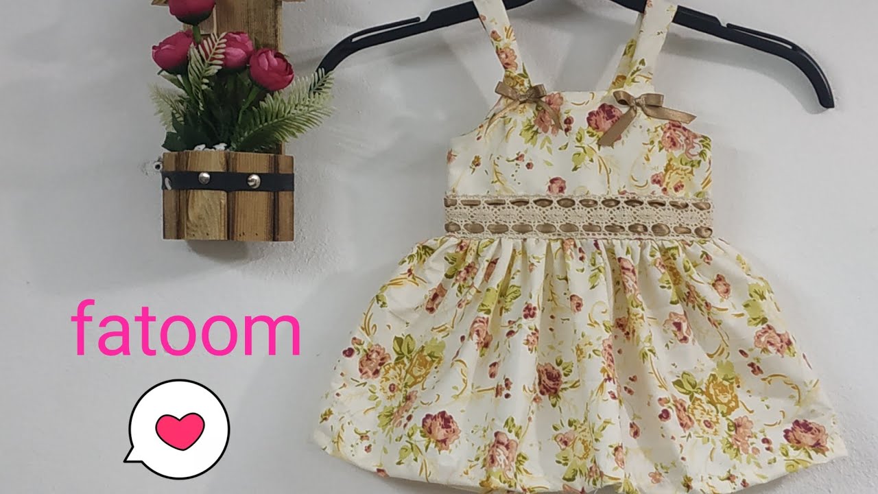 من ربع متر قماش فستان بنوته كيوت قماش كتان أو بوبلين عمر سنه للمبتدئات 🥰