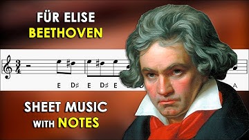Für Elise | Sheet Music with Easy Notes for Recorder, Violin + Piano Accompaniment | Beethoven