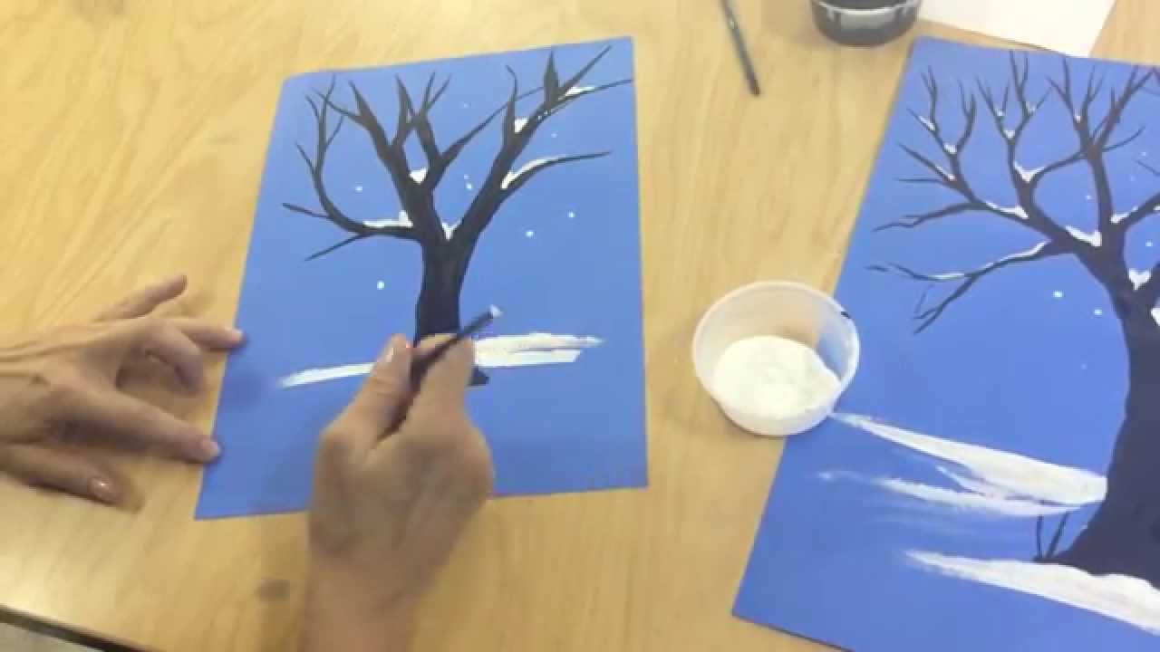 Flipped Classroom: How to draw a winter tree - YouTube